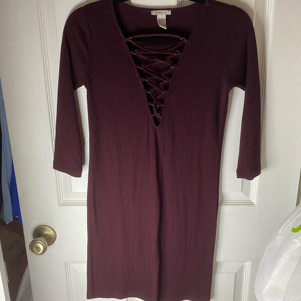 Burgundy sweater dress